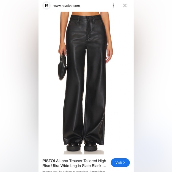 pistola Pants - Pistola Lana Faux Leather Trouser Wide-Leg in slate black 29